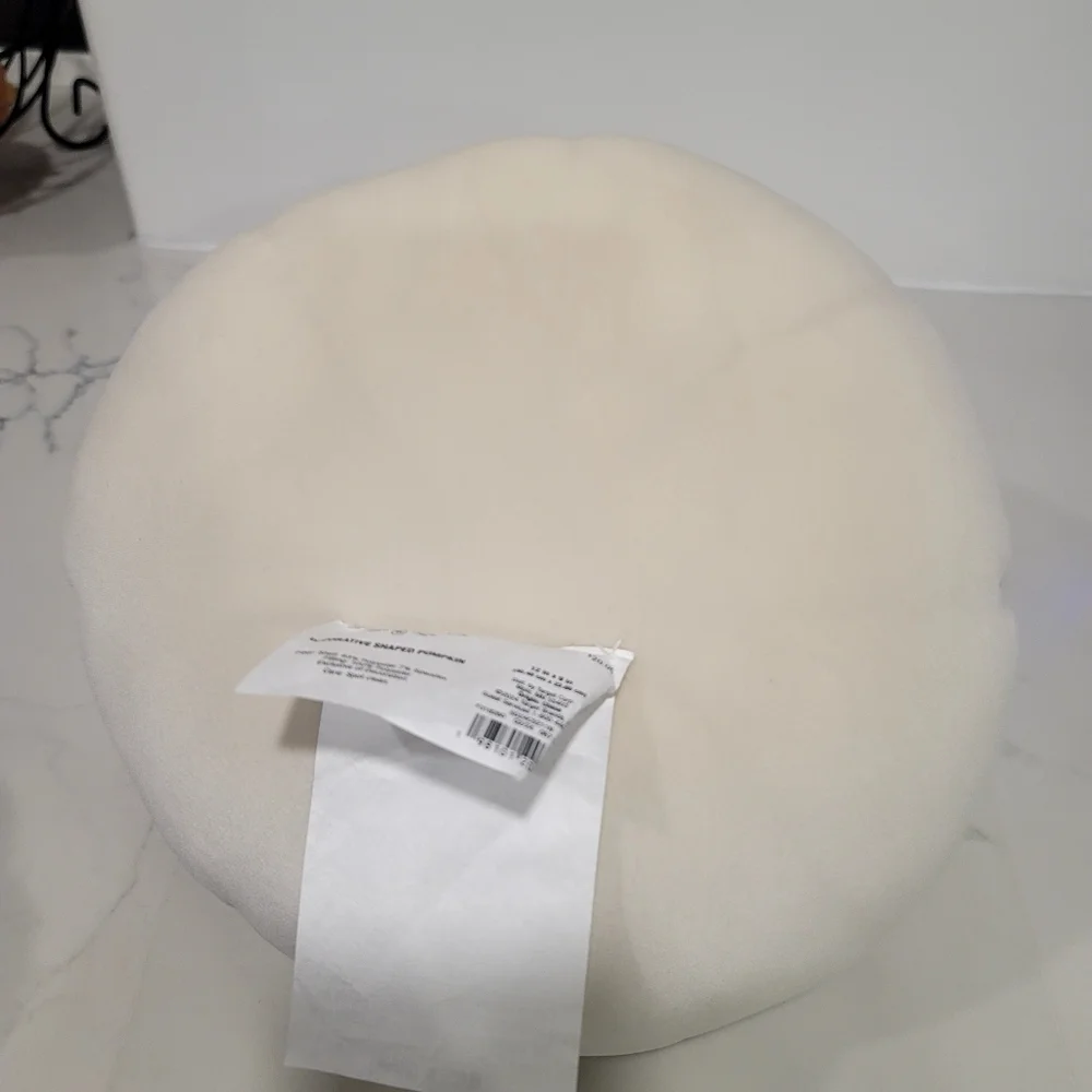 New THRESHOLD Large Decorative Pumpkin Shaped Velvet Pillow In Cream